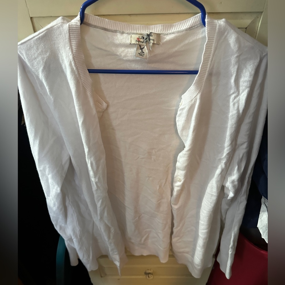 Ll bean white cardigan